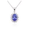 Image 2 : 14KT White Gold 3.53ct Tanzanite and Diamond Pendant With Chain