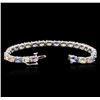 Image 3 : 14KT White Gold 9.36ctw Multicolor Sapphire and Tanzanite Bracelet