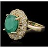 Image 2 : 14KT Yellow Gold 4.10ct Emerald and Diamond Ring