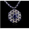 Image 2 : 14KT White Gold 71.36ctw Sapphire and Diamond Necklace