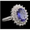 Image 2 : 14KT White Gold 4.02ct Tanzanite and Diamond Ring