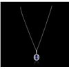 Image 2 : 14KT White Gold 4.49ct Tanzanite and Diamond Pendant With Chain