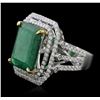 Image 2 : 14KT Two-Tone 10.85ct Emerald and Diamond Ring