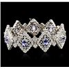 Image 1 : 14KT White Gold 7.20ctw Tanzanite and Diamond Bracelet