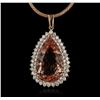 Image 1 : 14KT Rose Gold GIA Certified 31.73ct Morganite and Diamond Pendant With Chain