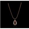Image 2 : 14KT Rose Gold GIA Certified 31.73ct Morganite and Diamond Pendant With Chain