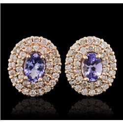 14KT Rose Gold 1.40ctw Tanzanite and Diamond Earrings