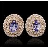 Image 1 : 14KT Rose Gold 1.40ctw Tanzanite and Diamond Earrings