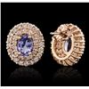 Image 2 : 14KT Rose Gold 1.40ctw Tanzanite and Diamond Earrings