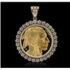 Image 1 : 14KT Yellow Gold $50 Buffalo Coin and Diamond Pendant