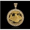 Image 2 : 14KT Yellow Gold $50 Buffalo Coin and Diamond Pendant