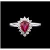 Image 1 : 0.75ct Ruby and Diamond Ring - 18KT White Gold