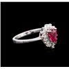 Image 2 : 0.75ct Ruby and Diamond Ring - 18KT White Gold