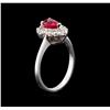 Image 3 : 0.75ct Ruby and Diamond Ring - 18KT White Gold