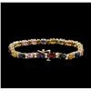 Image 2 : 14KT Yellow Gold 11.44ctw Multicolor Sapphire and Diamond Bracelet