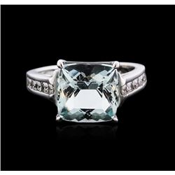 14KT White Gold 5.70ct Aquamarine and Diamond Ring