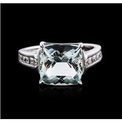 14KT White Gold 5.70ct Aquamarine and Diamond Ring