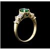 Image 3 : 14KT Yellow Gold 0.65ct Emerald and Diamond Ring