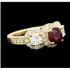 Image 2 : 14KT Yellow Gold 1.78ct Ruby and Diamond Ring