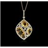 Image 1 : 14KT Yellow Gold 7.44ctw Citrine and Diamond Pendant With Chain