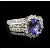 Image 2 : 14KT White Gold 4.03ct Tanzanite and Diamond Ring