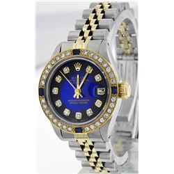 Rolex Two-Tone Sapphire and Diamond DateJust Ladies Watch