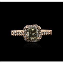 14KT Rose Gold 1.42ctw Fancy Green Diamond Ring