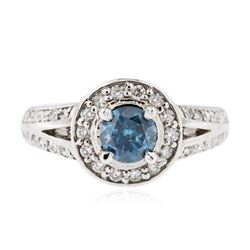 14KT White Gold 1.05ctw Fancy Blue Diamond Ring