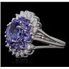 Image 2 : 14KT White Gold 4.74ctw Tanzanite and Diamond Ring