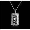 Image 1 : 14KT White Gold 1.43ctw Diamond Pendant With Chain