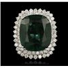 Image 1 : 14KT White Gold 26.37ct Emerald and Diamond Ring