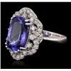 Image 2 : 14KT White Gold 4.16ct Tanzanite and Diamond Ring