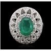 Image 1 : 14KT White Gold 2.21ct Emerald and Diamond Ring