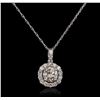 Image 2 : 14-18KT White Gold 0.79ctw Diamond Pendant With Chain