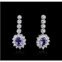 14KT White Gold 0.92ctw Tanzanite and Diamond Earrings