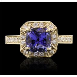 14KT Yellow Gold 1.78ct Tanzanite and Diamond Ring