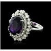 Image 2 : 14KT White Gold 8.11ct Amethyst and Diamond Ring