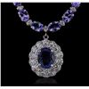 Image 1 : 14KT White Gold 31.96ctw Tanzanite and Diamond Necklace