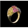 Image 3 : 10KT Yellow Gold 0.46ctw Ruby, Multicolor Sapphire and Tsavorite Ring