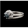 Image 2 : 18KT White Gold 1.37ctw Blue Diamond Wedding Ring Set