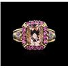 10KT Yellow Gold 3.02ct Morganite and Pink Sapphire Ring