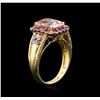 Image 3 : 10KT Yellow Gold 3.02ct Morganite and Pink Sapphire Ring