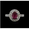 Image 1 : 14KT White Gold 0.89ct Ruby and Diamond Ring