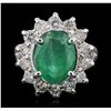Image 1 : 14KT White Gold 2.97ct Emerald and Diamond Ring