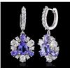 Image 2 : 14KT White Gold 6.74ctw Tanzanite and Diamond Earrings