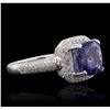 Image 2 : 14KT White Gold 4.18ct Tanzanite and Diamond Ring