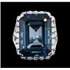 Image 1 : 14KT White Gold 31.13ct Topaz and Diamond Ring