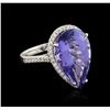 Image 2 : 14KT White Gold GIA Certified 14.81ct Tanzanite and Diamond Ring