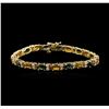 Image 1 : 14KT Yellow Gold 12.35ctw Sapphire and Diamond Bracelet