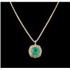 Image 1 : 18KT Two-Tone Gold GIA Certified 36.24ct Emerald and Diamond Pendant With Chain